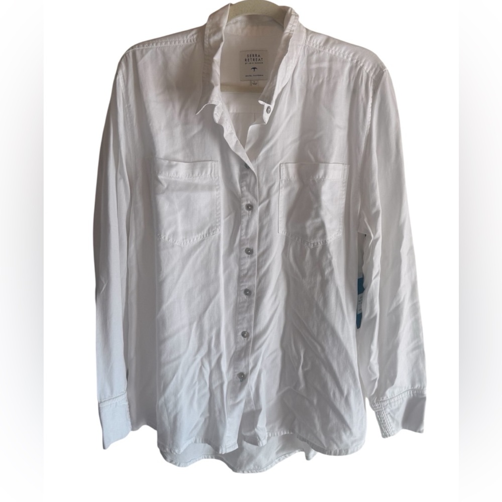 NWT Sierra Retreat White Button-Up Shirt Size L